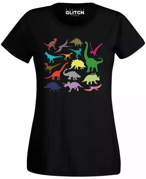 

just dinosaurs slim-fit women's t-shirt t-rex velociraptor, White;black