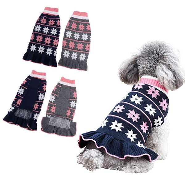 

dog sweater pet knit winter warm high neck for girls skirt apparel