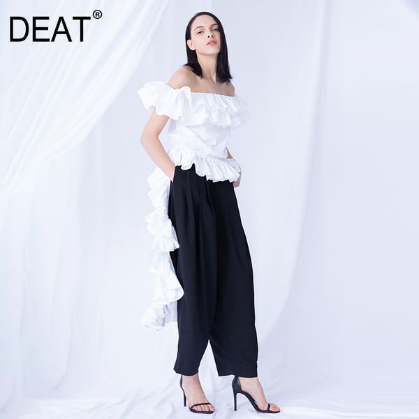 

deat summer fashon slash neck ruffles sleeves back longer party person vestido female high end wg86200l 210428, White