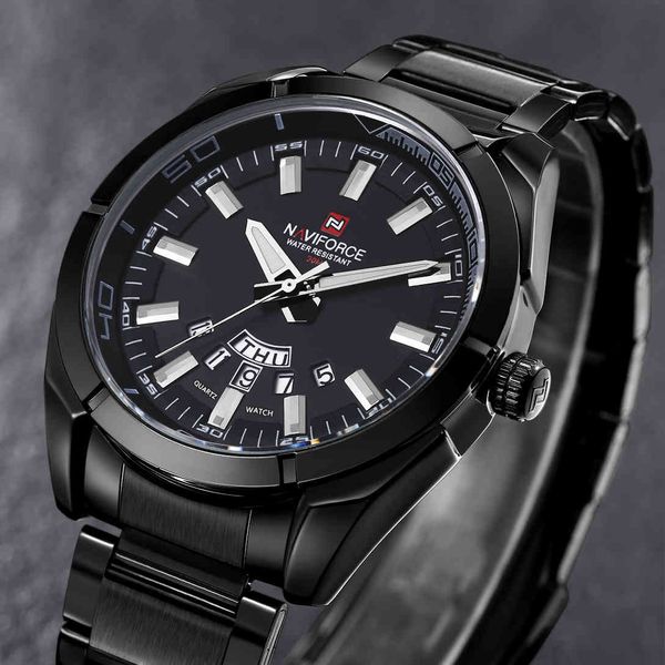 

naviforce men watch sport fashion men's stainless steel 30m waterproof date wristwatches relogio masculino clock timepiece 2021, Slivery;golden