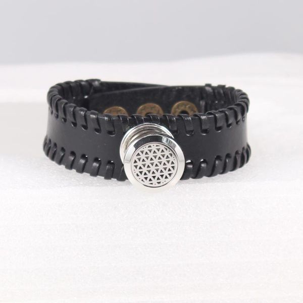 

charm bracelets 100% real leather lace flower of life essential oil diffuser perfume locket bracelet for pads ( pads), Golden;silver