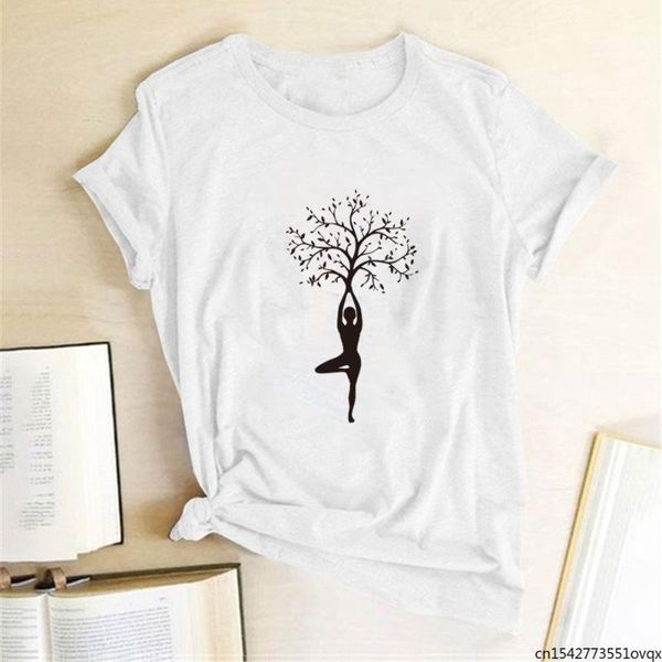 

women's t-shirt lady tree printing t-shirts women graphic tees harajuku shirts for fashion crew neck, White