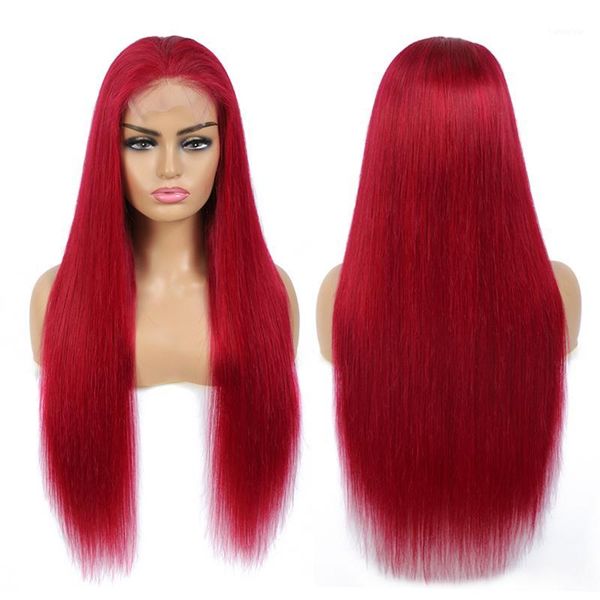 

99j/burgundy brazilian straight lace closure wig soku 150% density 4x4 hair for black women pre plucked remy hair1, Black;brown