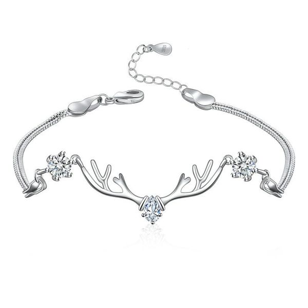 

link, chain western style christmas charms silver color fresh antler bracelets for women/girls/female fanciest gift, Black