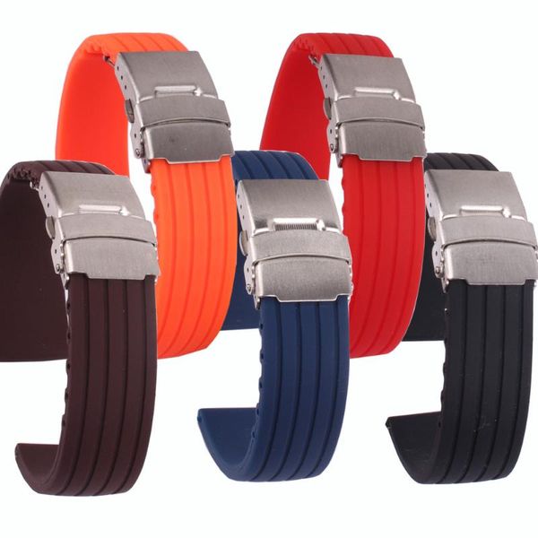 

watch bands buy 2 get 10% off) fashion silicone rubber 18/20/22/24mm solid red/black/brown army military watchbands strap