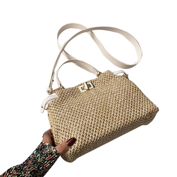 

duffel bags 28tf hobo women's straw beach tote bag buckle woven summer bohemian vacation casual handbag shoulder pouch