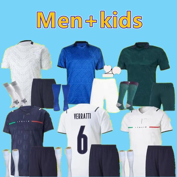 

2021 2022 italy home soccer jersey men kids chiesa kits 21 22 italia maglie da calcio verratti jorginho romagnoli immobile football shirts s, Black;yellow