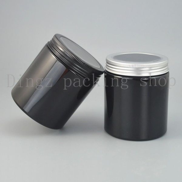 

20x250g black pet cosmetic jar packaging container aluminum cap plastic bottles facial cream make up travel size tools empty storage & jars