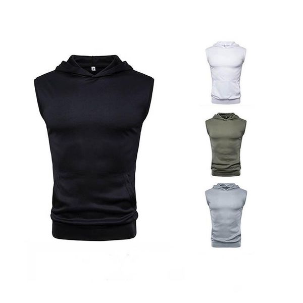 

men running vest sleeveless t-shirts fitness bodybuilding dry tight breathable shirts men's muscle guys gym jerseys, Black;blue