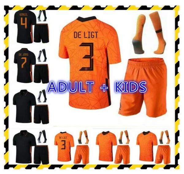 

kids kit 2021 2022 de ligt cruyff virgil soccer jersey memphis 21 22 holland sneijde gullit wijnaldum promes de jong football shirt, Black;yellow
