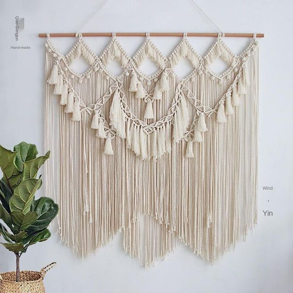 

tapestries bedroom bedside tapestry hand woven nordic sofa background large wall hanging tassel wedding arrangement room decor