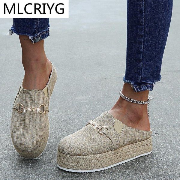 

spring women wedge platform slippers fashion comfortable round head asakuchi casual shoes outdoor baotou, Black