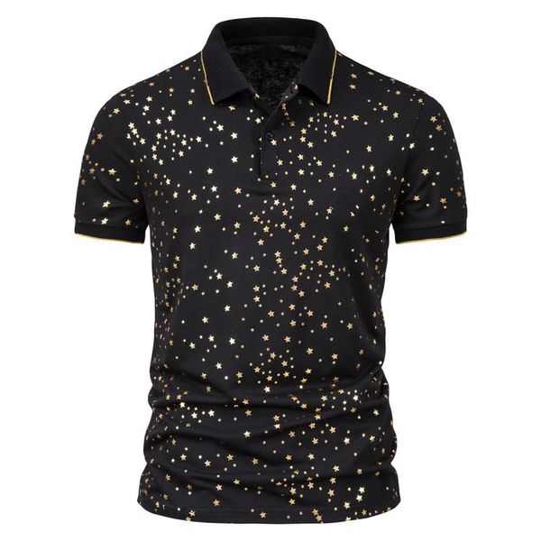 

men's polos m-3xl fashion design 2021 summer mens short sleeve shirts printing casual cotton homme male clothes lapel, White;black