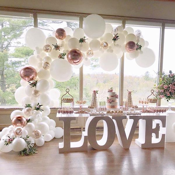 

party decoration white balloon garland kit 4d rose gold ballon blanc arch wedding deco bridal shower birthday baby boy girl decorat