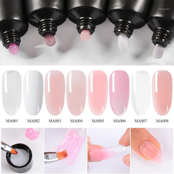

across poly extention gel kit nail art french clear pink color tip form crystal uv slice brush1, Red;pink