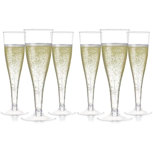 

disposable dinnerware 100pcs plastic champagne flutes clear cups toasting glasses wedding baby shower party supplies