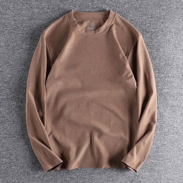 

men's t-shirts 2021 autumn and winter comfortable round neck bottoming shirt simple solid color daily youth long sleeve t-shirt 418, White;black