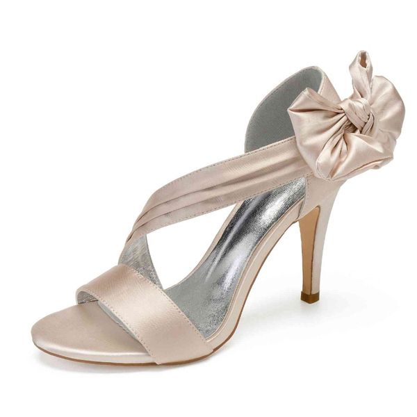 

sandals sweet lady satin evening dress high heels sandals with bow on side bridal wedding party prom shoes thin heel pumps 12 color knsp, Black