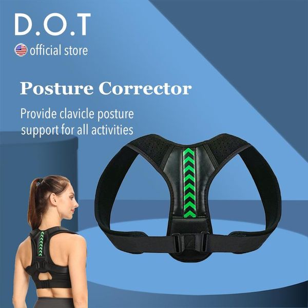 

d.o.t back support posture corrector adjustable straight belt brace clavicle spine bandage, Black;blue