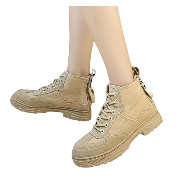 

boots fashion british style shoes women vintage lace-up solid color short net red student for 2021 autumn, Black