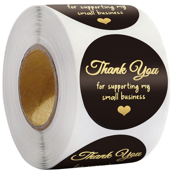 

500pcs roll 1.5inch thank you adhesive stickers label box baking business party package bag decoration