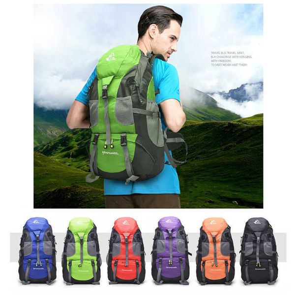 Escursionismo Campeggio 50L Zaino Impermeabile Uomo Trekking Zaini da viaggio per donna Borsa sportiva Arrampicata all'aperto Borse da alpinismo Confezione da escursione