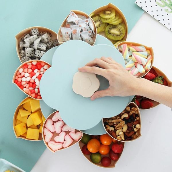 

dishes & plates enjoy petal fruit plate candy storage box nuts snack tray rotating flowers gift for party wedding