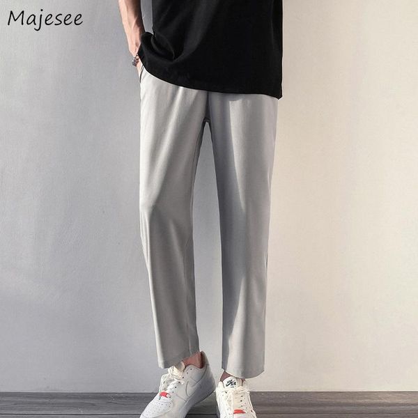 

men's pants casual men straight ankle-length trousers teens baggy bodybuilding soft summer breathable korean fashion bottoms, Black