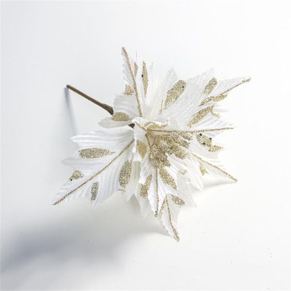 

decorative flowers & wreaths christmas tree decoration poinsettia glitter artificial dusting leaves flower arrangement fake home hanging