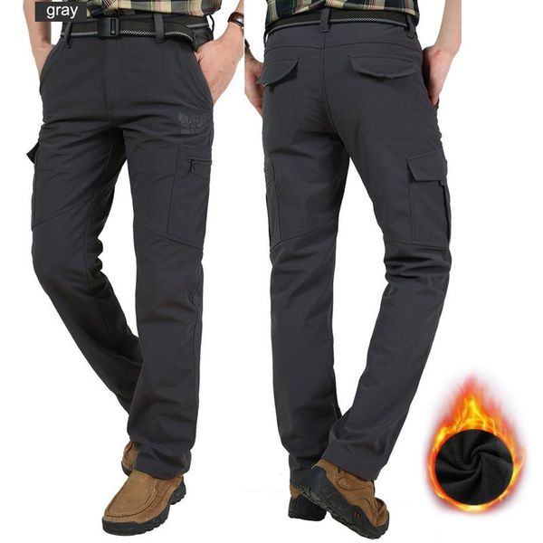 

men's pants winter tactical multiple pocket elasticity military urban tacitcal trousers mens thermal quick dry cargo pant, Black