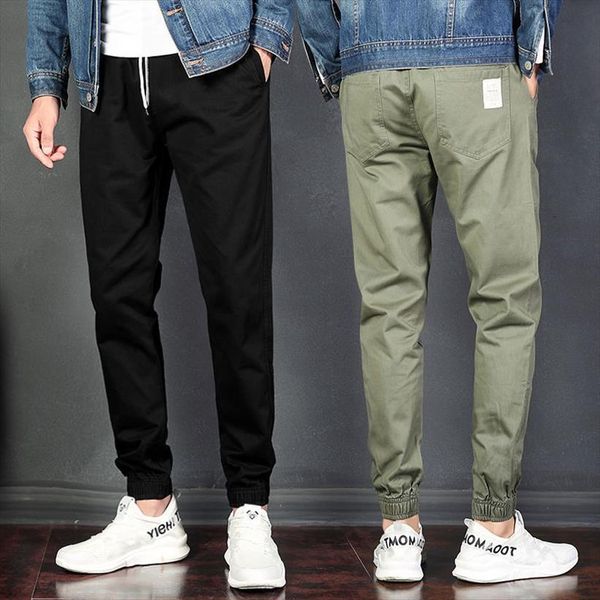 

black loose trousers korea women pants style casual harem spring autumn solid color man jogger streetwear l89