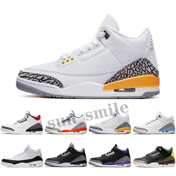 

3 men basketball shoes 3s black cement racer blue fire red court purple cool grey unc laser orange mens sneakers sports size 36-46