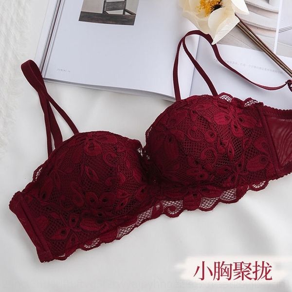 

ci6 girl's flat chest underweargirl's small chest thickenedgathered and adjusted bra retraction and accessory women's underwe, Red;black