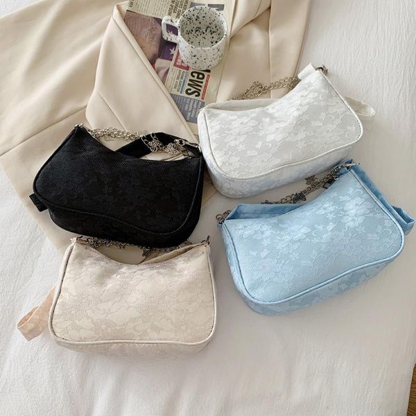 

evening bags fashion lace flowers butterfly chain underarm shoulder bag for women casual ladies small handbag purse elegant female square