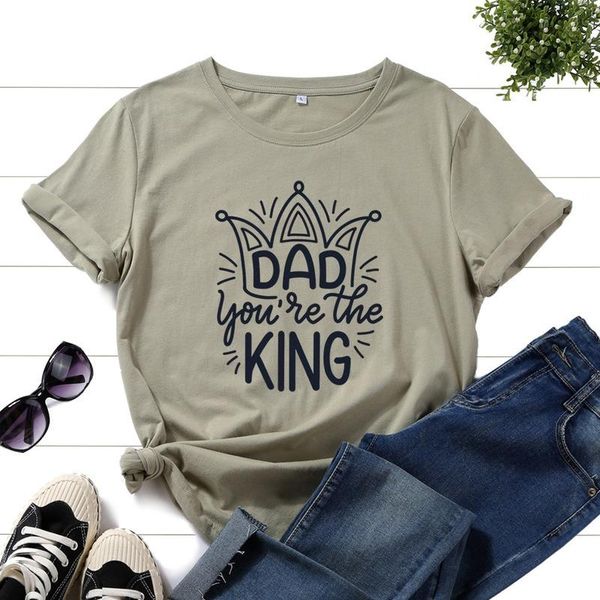 

women's t-shirt summer women cotton 100% short sleeve father's day letter print female casual fashion tshirt ladies loose o-neck t, White