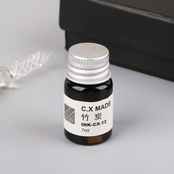 

12pcs gold powder colored bottled glass dip pen ink set fountain writing signature box gift 7ml y5je pens