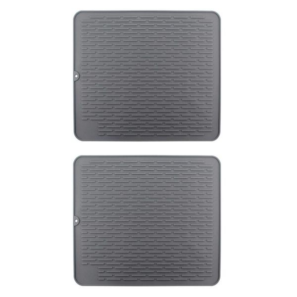 

mats & pads -2x large silicone placemat dish drying kitchen table drain mat sink non-slip pad durable pot holder cup gray