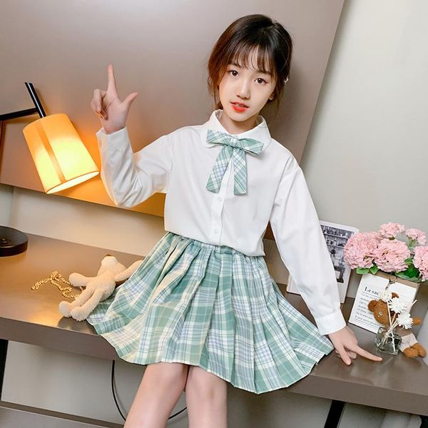 

clothing sets ca 2021 spring summer girls suit shirt+short skirt 2pcs/sets teenage kids party white children's school