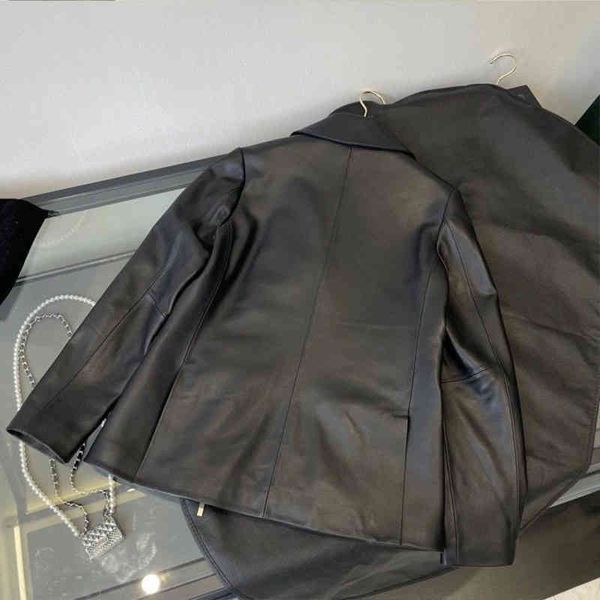 

leather clothing women button suit winter full jacket clothes long sleeve jackets fashion letter pattern high quality, Black;brown