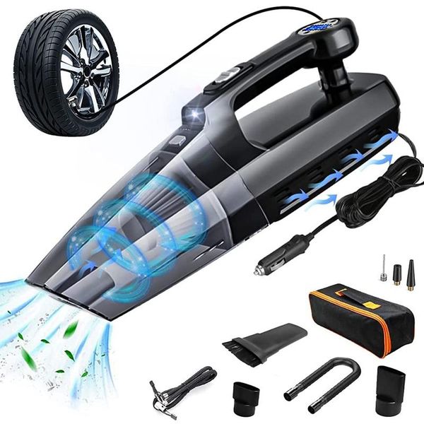 

vacuum cleaner 4 in 1 car tire inflator 7000pa high power suction wet/dry portable with lcd display