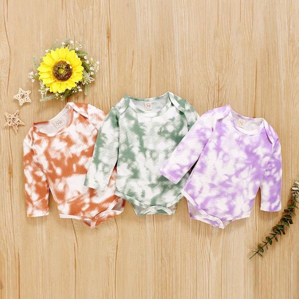 

baby clothes romper jumpsuit outfits born boys girls long sleeve rainbow tie-dye bodysuit rompers, Blue