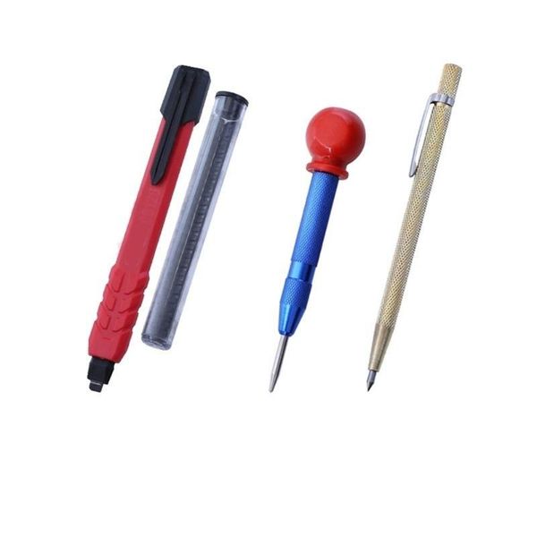 

professional hand tool sets carpenter pencil with 3pcs refills woodworking scriber pen marker marking automatic center pin drill bit