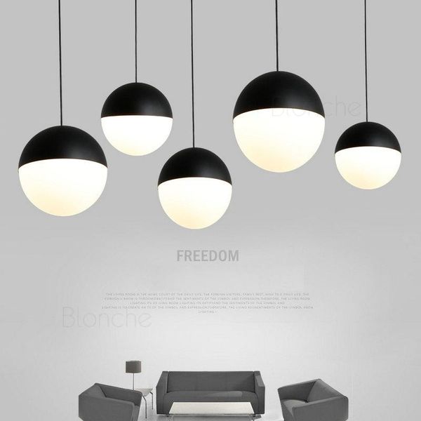 

pendant lamps nordic glass ball lights black 15/20cm led hanging loft fixtures for kitchen living room bedroom lustre