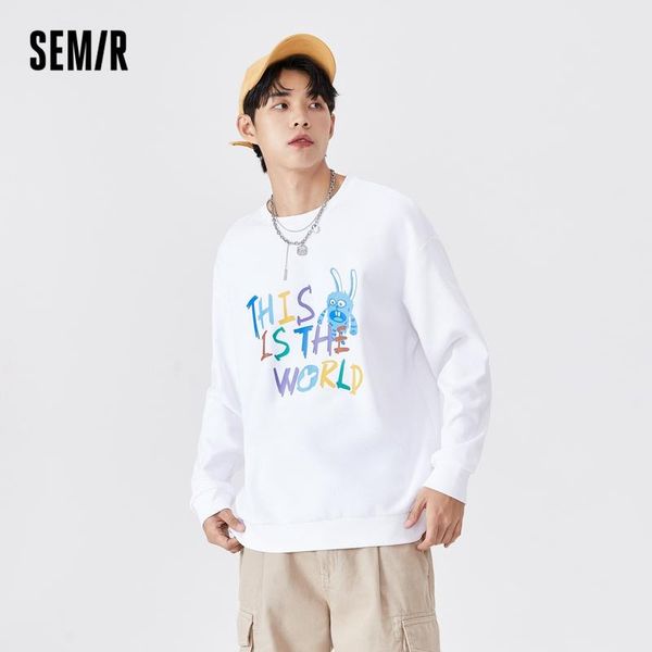 

men's hoodies & sweatshirts semir sweatshirt men graffiti design 2021 autumn loose white contrast color brand clothes, Black