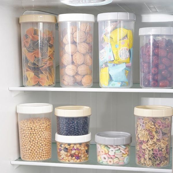 

storage bottles & jars round container plastic refrigerator box multigrain bottle transparent sealed can kitchen jar