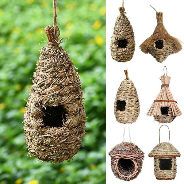 

bird cages birds nest cage natural reed grass spherical hummingbird weaved hanging house pet bedroom