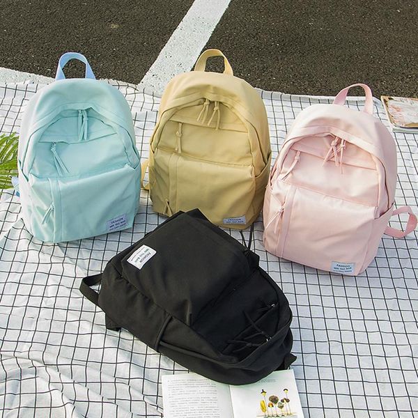 

school bags julyccino solid color backpack waterproof nylon women multiple zip pocket travel backpacks teenage girls schoolbag