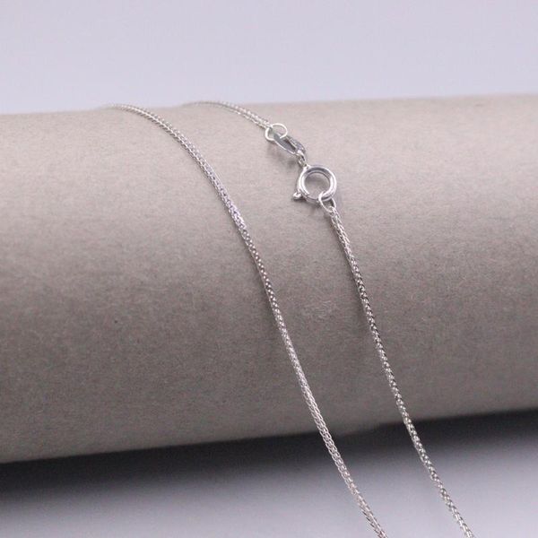 

chains au750 real 18k white gold chain neckalce for women female 0.8mmw thin wheat choker necklace 18''l jewelry, Silver
