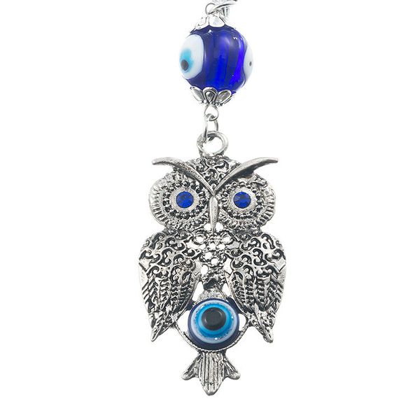 

designers fashion key chains car opening event gift turkey eye blue eyeandmade leather keychains men women bag pendant accessories 9 color, Silver