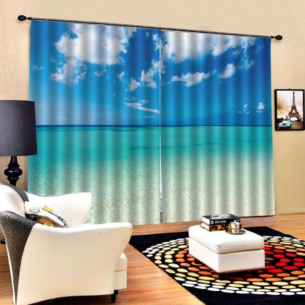 

curtain & drapes po 3d curtains for living room window blue beach bedroom